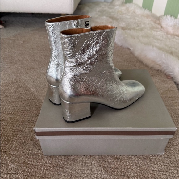Marni Silver Leather Ankle Boots Mod style size 10  / 40 European - Picture 9 of 16